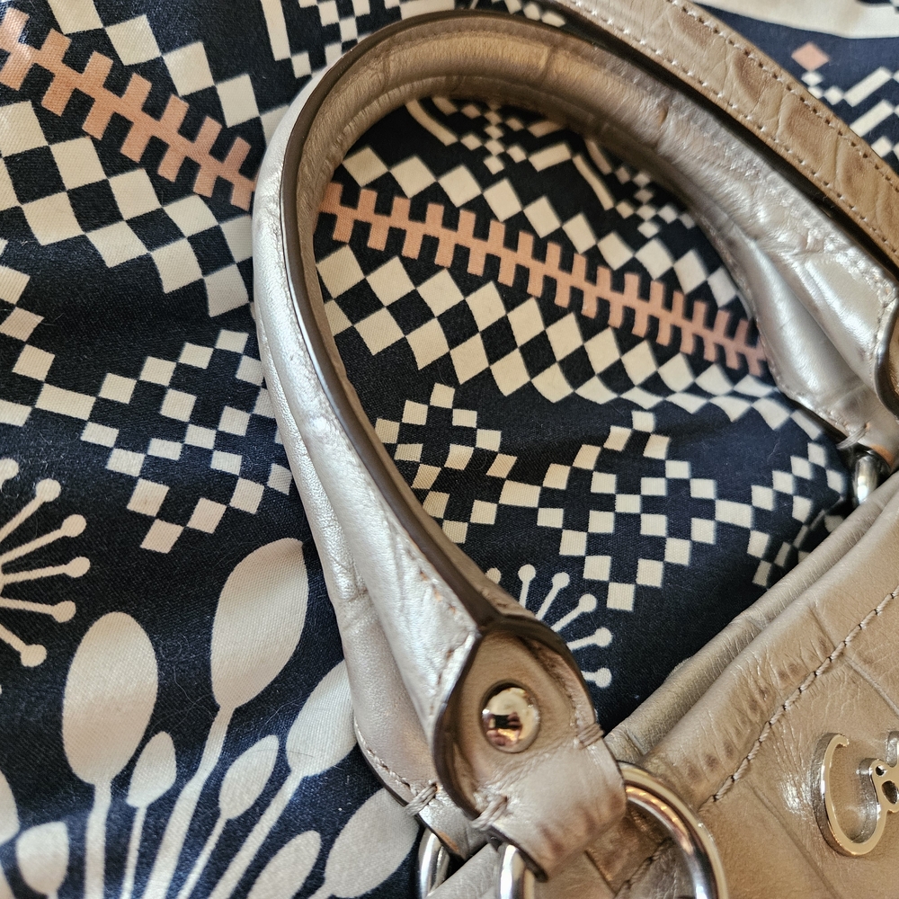 Coach Croc Pattern Metallic Silver Bag - Picture 6 of 13